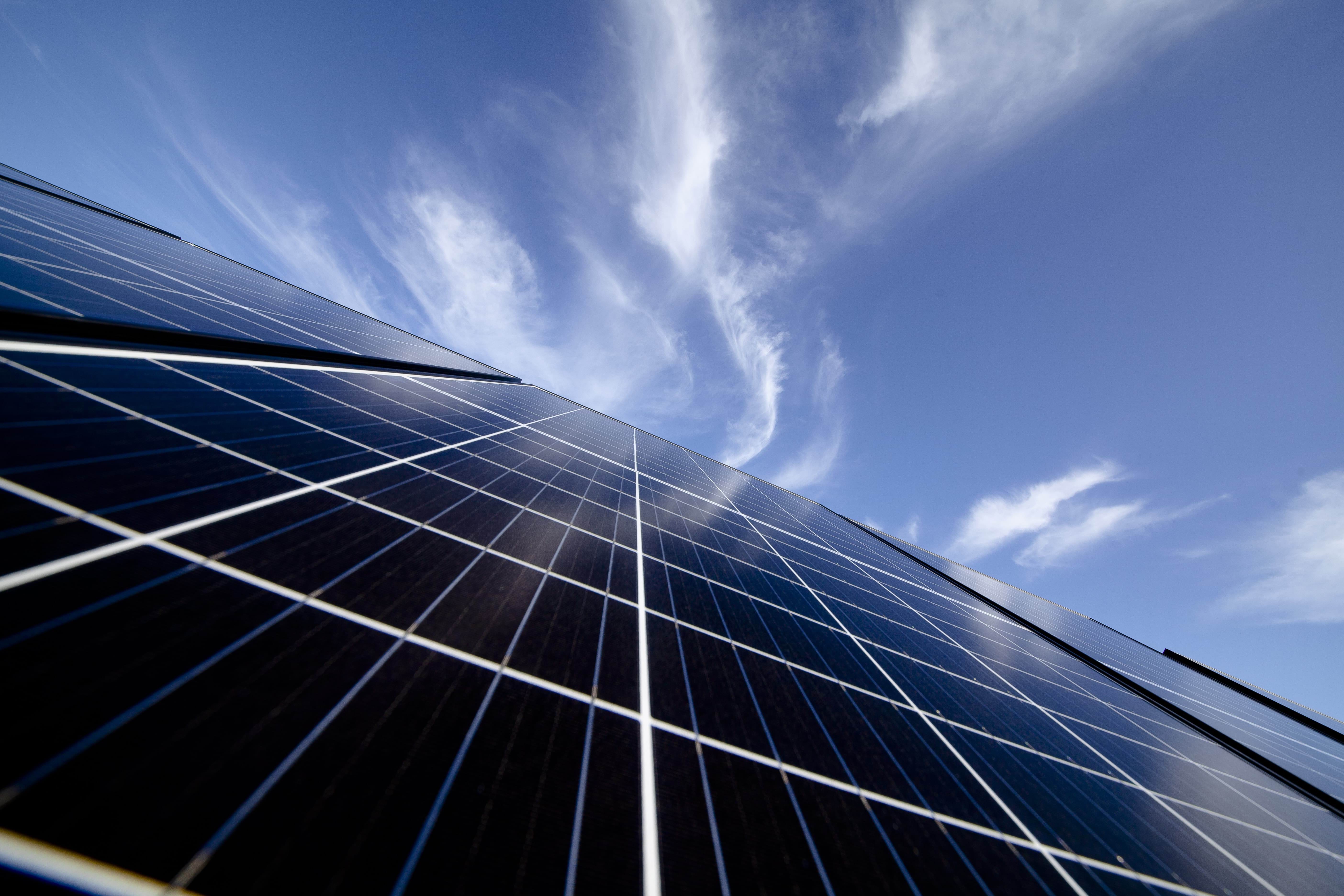 Solar panel and skyline Solar panel and skyline