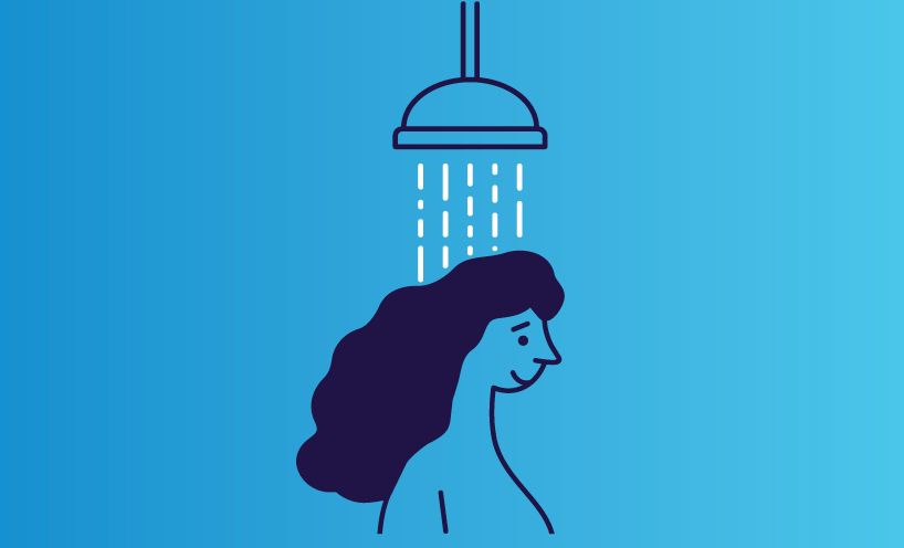 Profile-card-hot-water woman showering with energy efficient hot water system
